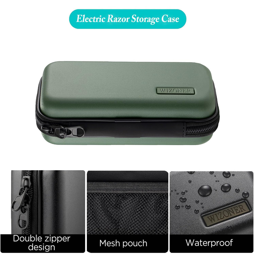 WIZONER Trimmer Case, Razor Storage Bag Shaver Travel Hard EVA Storage box for Electric Trimmer and Accessories - Case Only (Green)