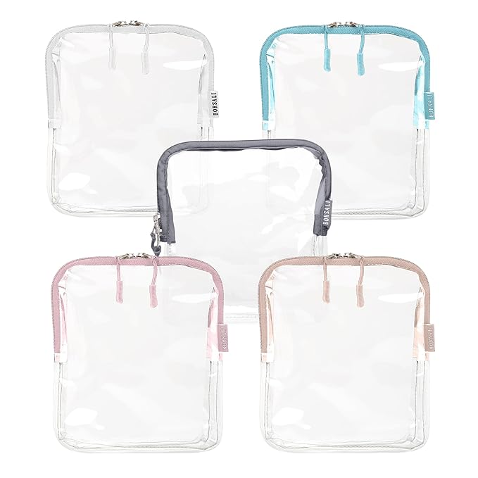 BORSALI TSA Approved Toiletry Bag, 5 Pack Colors
