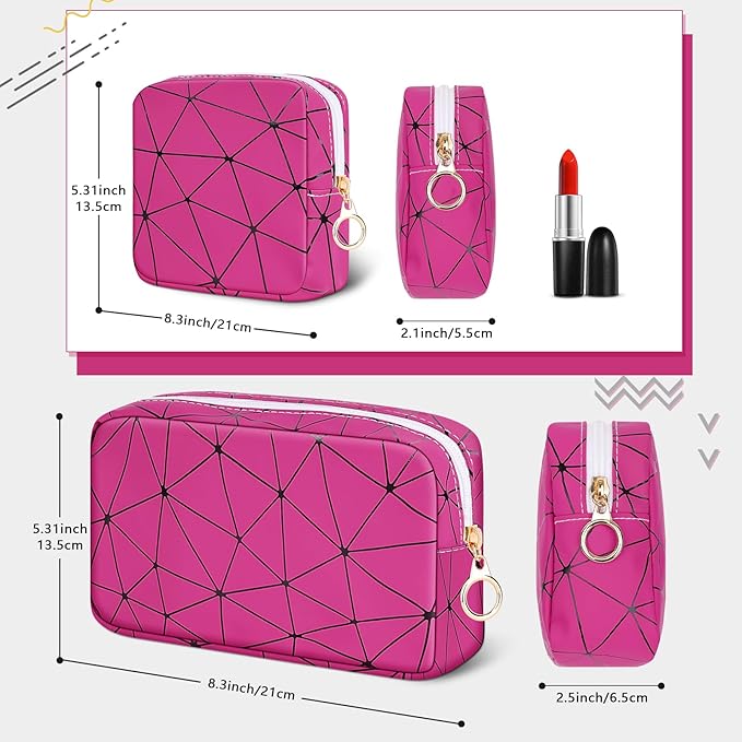 Likesing Period Bag for Teen Girls, Leather Sanitary Napkin Storage Bag, Portable Menstrual Pad Bag Period Pads Pouch, Small Make Up Bags (Rose red)