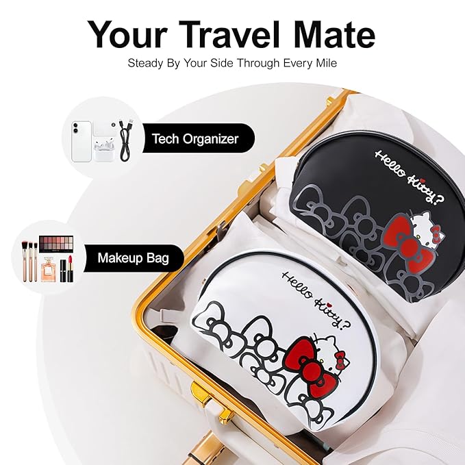 Vimanllie Travel 2PCS Cosmetic Bag Waterproof Makeup Bags,Portable Toiletry Organizer,Storage Bags for Women,Cute Compact,Small Purse for Keys,Practical Storage Pouch for Girls