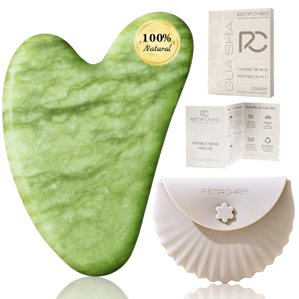 Rena Chris Gua Sha Facial Tools, Stainless Steel Guasha Tool -Golden