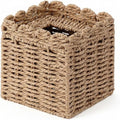Chengu Scallop Tissue Box Cover, 5.9 Inch Paper Rope Rattan Square Boho Decorative, Woven Facial Tissue Holder, Creative Desktop Storage Ornament for Living Room, Bathroom, Toilet and Study