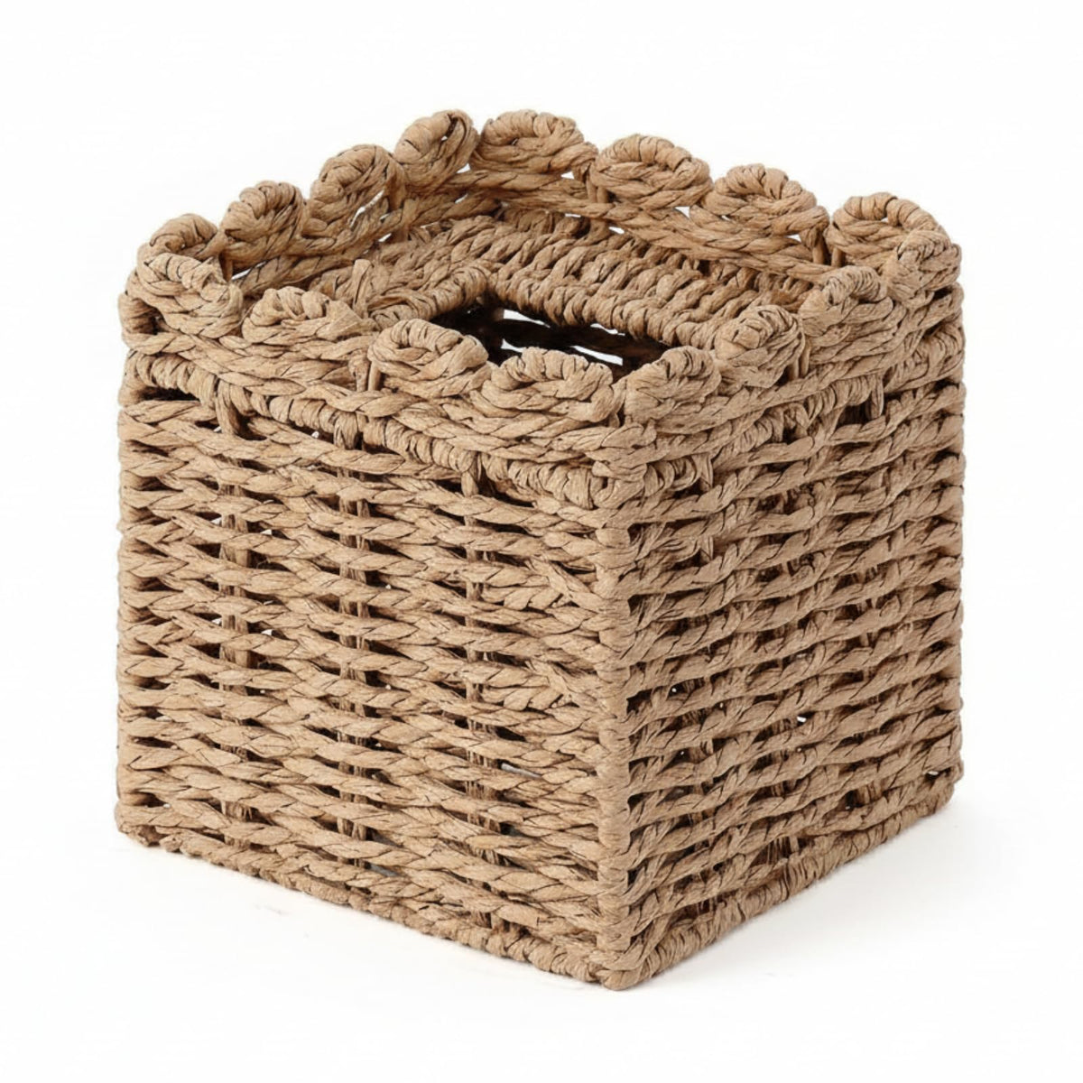 Chengu Scallop Tissue Box Cover, 7.9 x 6.7 x 6.7 Inch Paper Rope Holder