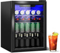 DOGHLY Beverage Refrigerator Cooler, 95 Can Mini Fridge Glass Door for Drinks Soda, Beer, or Wine - Small Refrigerator for Office Bedroom Home Bar, Adjustable Shelves, 2.6 Cu.Ft, Black