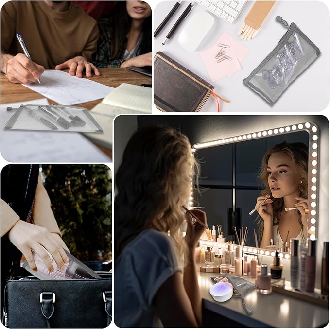 CarryEpic Mesh Bags with Zipper (6 Packs), Small Nylon Makeup Bag Cosmetic Pouches Travel Organizer Case for Purse Diaper Bag Home Organizing Gray