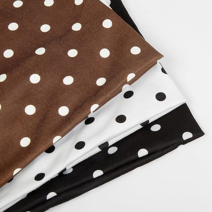 Huachi Polka Dot Headbands for Women Non Slip, Thick Womens Wide Headbands Cute Hairbands Boho Vintage Fashion Hair Accessories for Beach Vacation