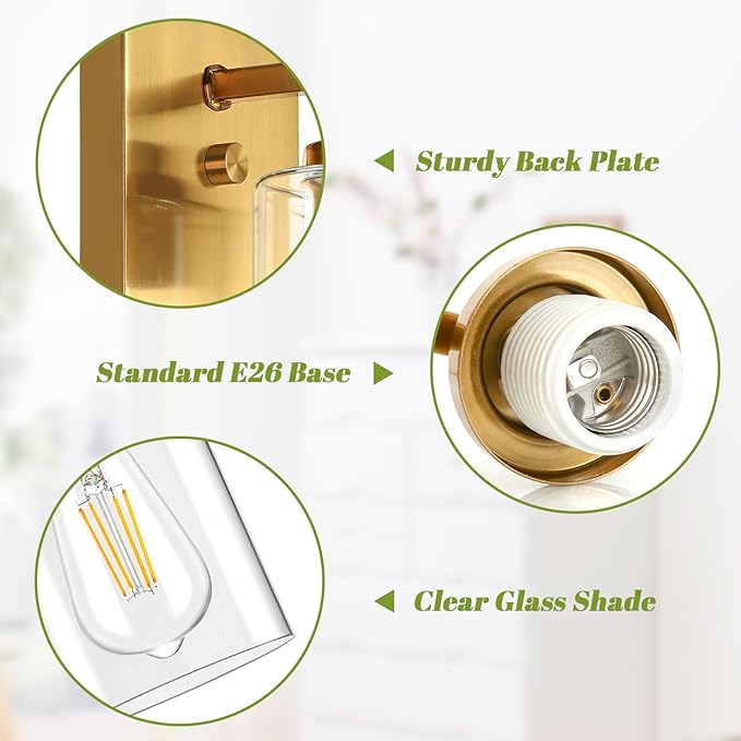 VerRon Modern Vanity Lights, Gold Bathroom Light Fixtures