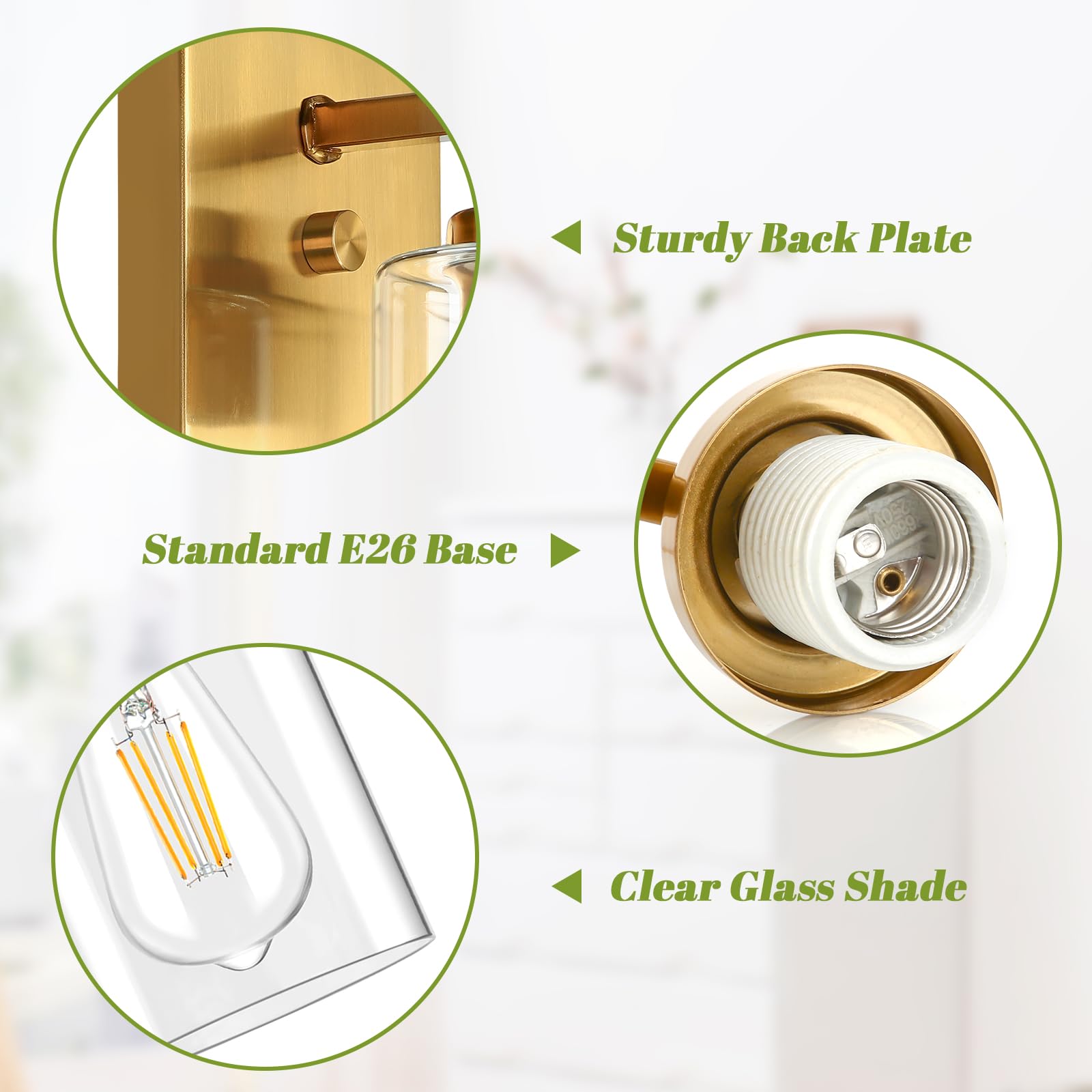 VerRon Modern Vanity Lights, Gold Bathroom Light Fixtures