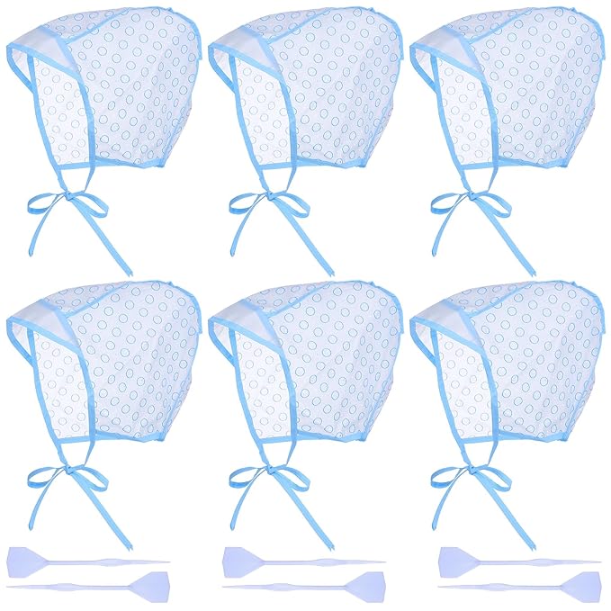 6 Set Reusable Highlight Cap 12Pcs Highlighting Caps with Hooks Blue Hair Coloring Frosting Dye Kit Hair Frosting Cap with Plastic Hooks Highlighting Caps Kit for Salon DIY Dyeing Hairdressing