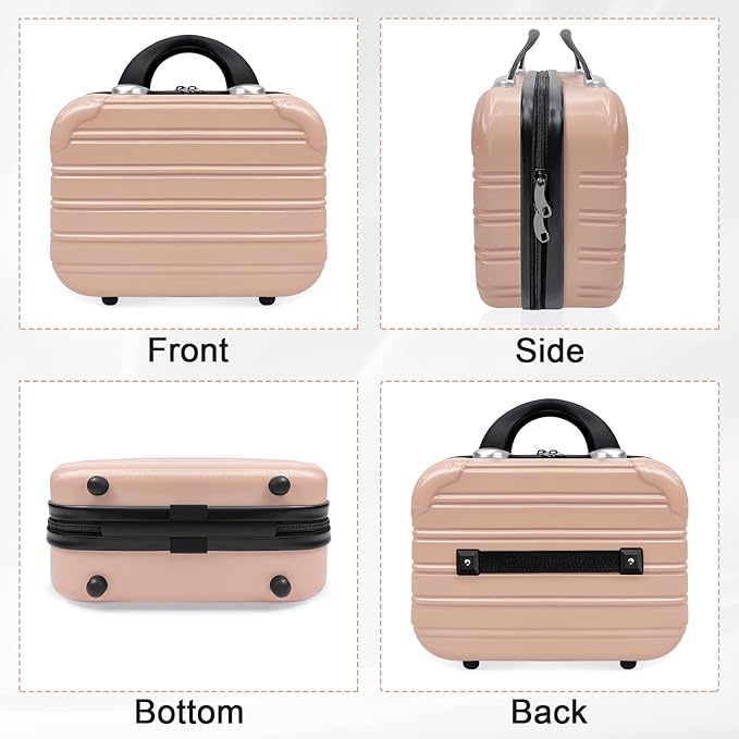 JZRTravel 14 inch Hard Shell Makeup Train Case Portable PC ABS Mini Suitcase for Organizer Cosmetics Makeup Brushes Toiletry