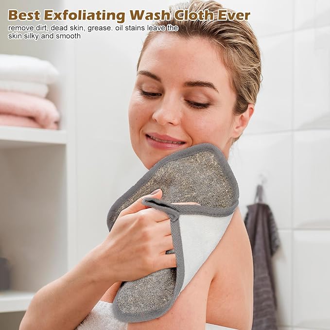 3Pcs Exfoliating Washcloths for Face 8x8 Inch Bamboo Charcoal Premium Face Body Wash Cloths with Softness Scrubbing Two Sides Exfoliating Towel for Women Men(Grey)