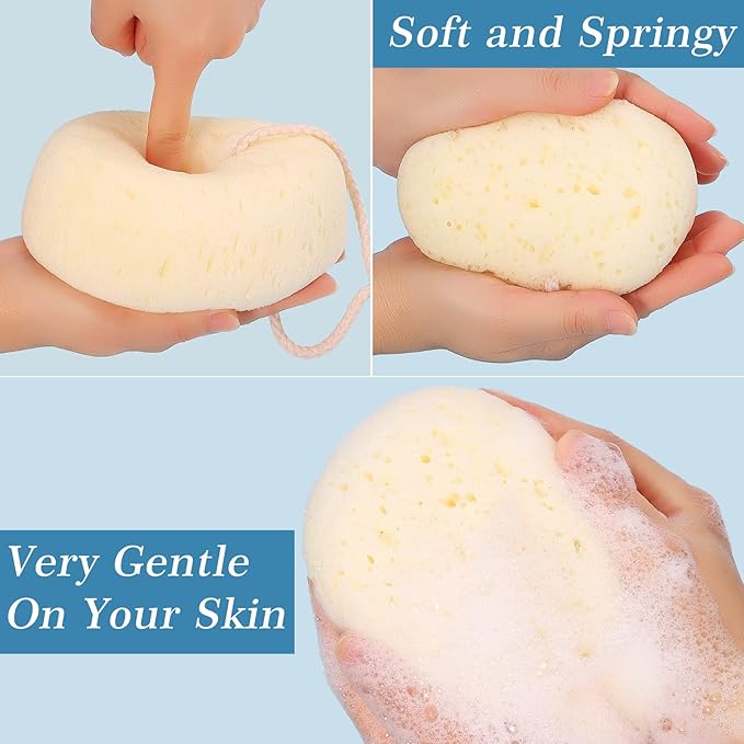 KECUCO 3 Pcs Bath Sponge for Women, Men, Teenager, Body Wash Sponges Loofah Body Scrubber, 3 Colors & Large Size Shower Pouf Cleaning Loofahs for Shower Exfoliating