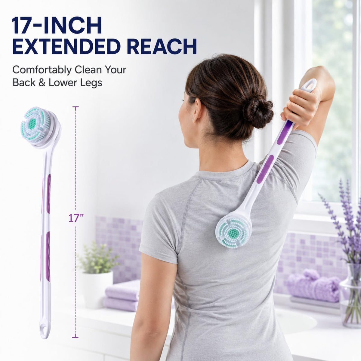 SoulBay IPX7 Electric Body Brush with 17" Handle, 5 Brush Heads