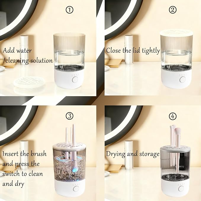 Luslife Electric Makeup Brush Cleaning Machine, Multi Functional Integrated Makeup Brushes Cleaner, One Click Start, Suitable for Various Makeup Brushes & Tools