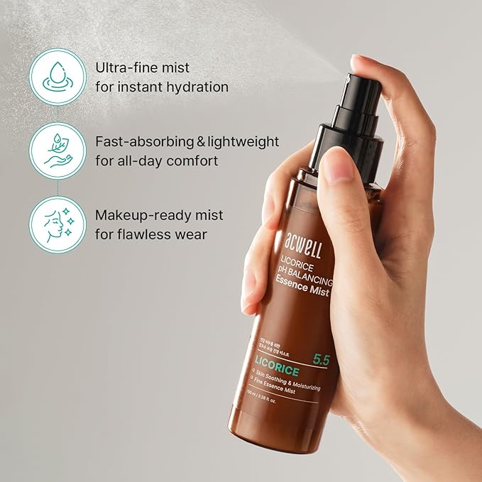 ACWELL Licorice pH Balancing Essence Hydrating Face Mist – Ultra-Fine Facial Spray with Licorice, Triple Hyaluronic Acid & Panthenol, Soothing Hydration & Barrier Repair for Sensitive Skin, 3.38 fl oz