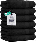 DAN RIVER 6-Pack Premium Hand Towels (16x28 Inches) - 100% Cotton, Ultra Soft, Lightweight, Highly Absorbent Towels for Bathroom, Spa, Gym, Salon, Hotel, and Travel - Black