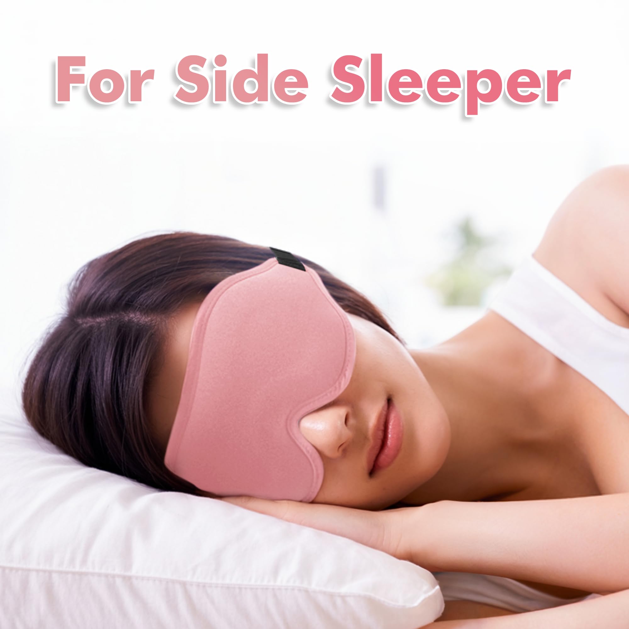 Sleep Eye Mask for Men Women, Lash Extensions 3D Sleeping Mask, Travel Blackout Night Blindfold Eye Shade Cover with Adjustable Strap (Pink)