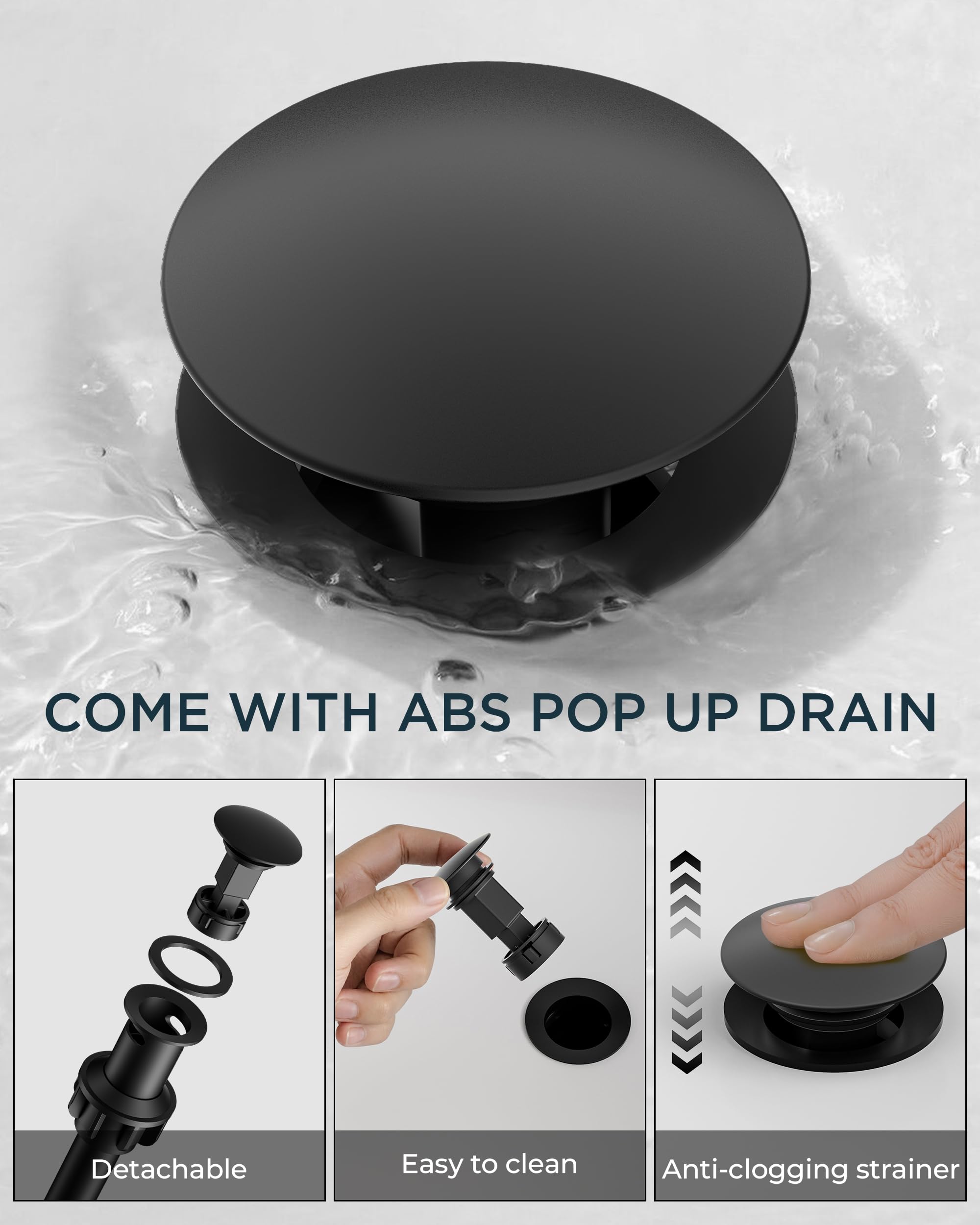 FORIOUS 8 Inch Widespread 3 Hole Bathroom Faucet Black and Gold, Mix Color