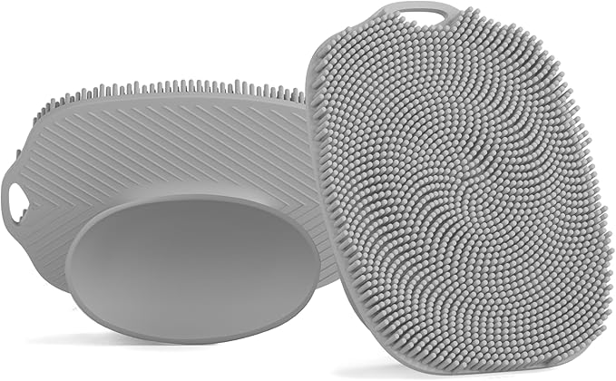 2 PCS Face Scrubber, Soft Silicone Face Exfoliator with Suction Cup for Man and Women Deep Skin Clean, Gentle Facial Cleaning Brush Suitable for All Sensitive Skin(Gray)