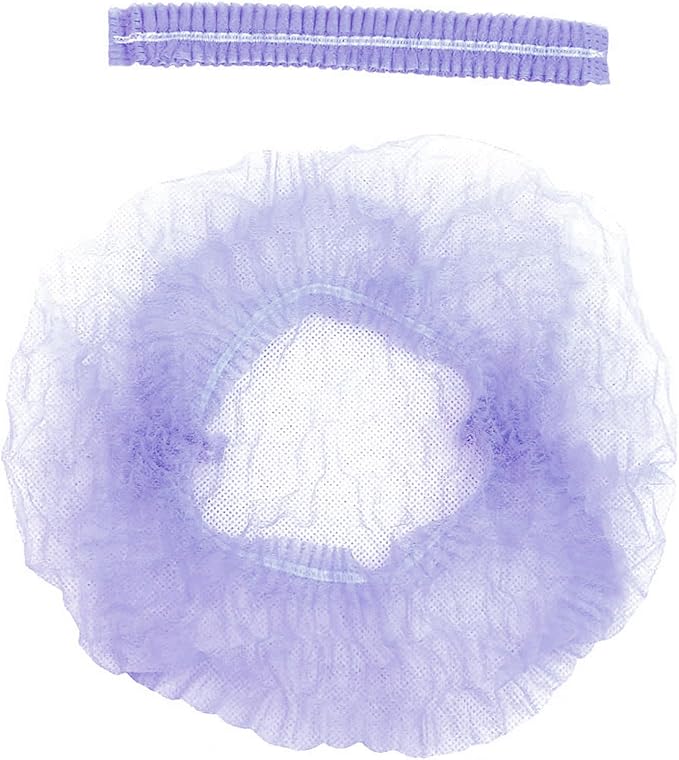 Disposable Bouffant Caps, 21inches Hair Net, Elastic Dust Cap for Food Service, Kitchen Head Cover (Purple)