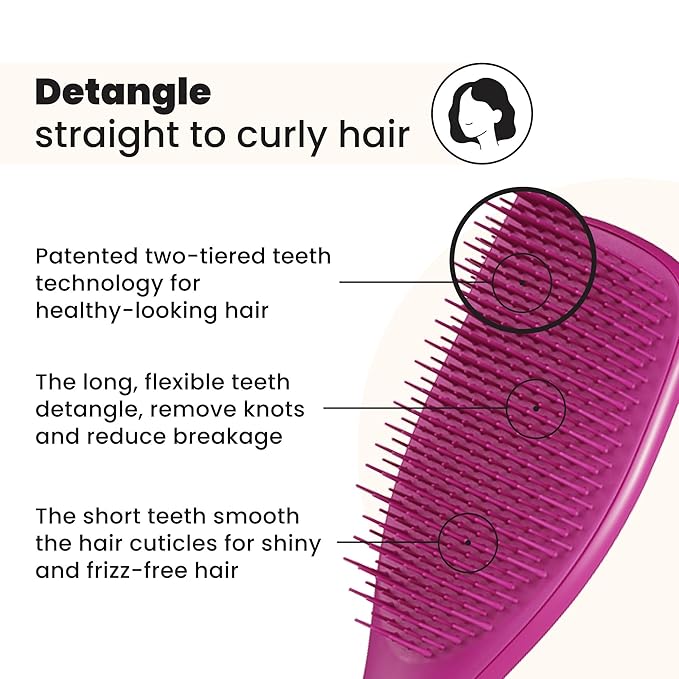 Tangle Teezer Ultimate Detangler Brush, Straight to Wavy, Raspberry