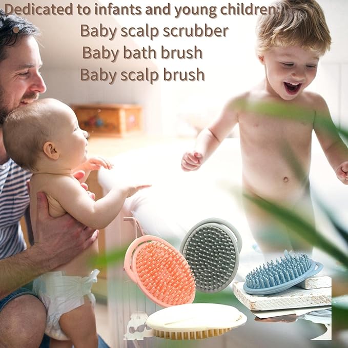 Toddler Hair Brush Baby Bath Brush Scalp Massager Shampoo Brush Cradle Cap Comb Head Scrubber Newborn Bath Essentials Baby Registry Items for Exfoliating and Promoting Blood Circulation (Blue)