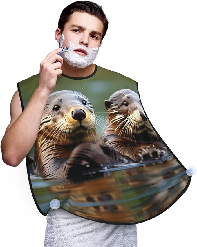 Beautiful Peacock Print Beard Bib Shaving Apron, Beard Hair Trimming Cape Gift For Dad