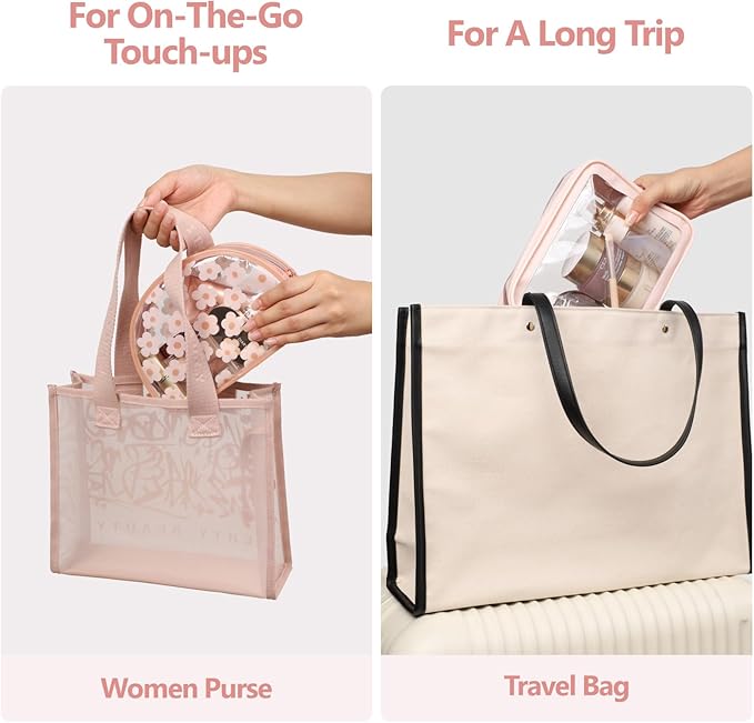 PACKISM Clear Makeup Bag - 1 Medium 1 Shell Bag TSA Approved Toiletry Bag