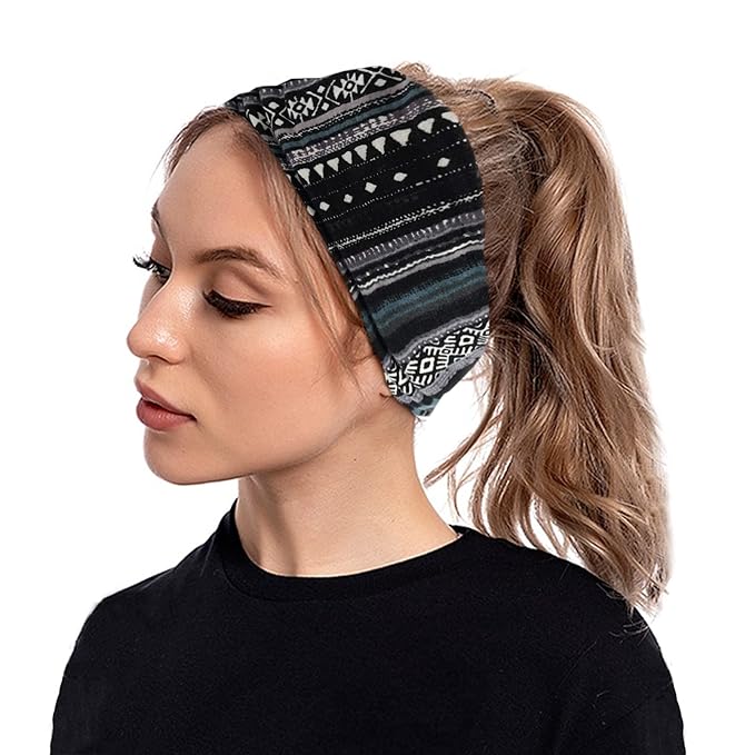 Boho Headbands For Women Fashion Stretch Wide Hair Bands Knoted Turban Head Bands Yoga Running Sweatband Elastic Headband Stylish Wrap Headbands Hair Accessories for Teen Girls 4 Pack