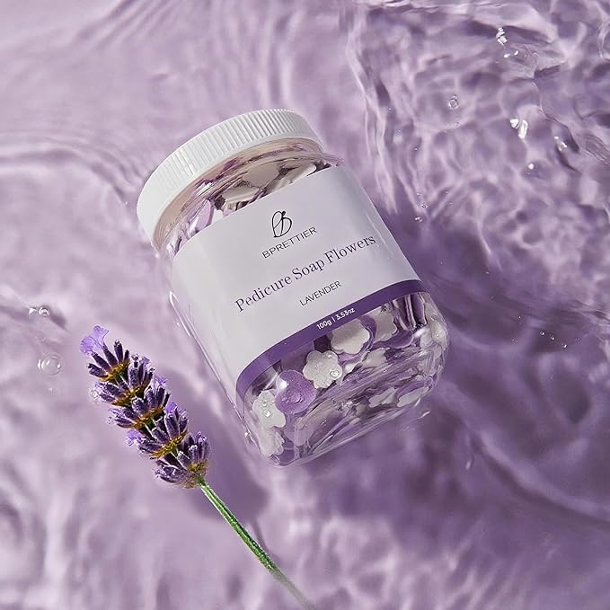 Pedicure Soap Flowers Foot Soak Petals Sheet for Softens Dead Skin Moisturizing Relaxing Spa Feet Birthday Pedi Nail Party (Lavender)
