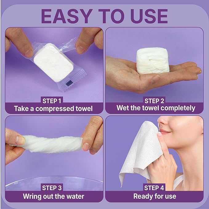 Large Compressed Towel Tablets 30 Count, XL 10x12 Disposable Face Towel for Travel and Camping, Portable Coin Tissues, Individually Wrapped Magic Wipes for Hiking Gym and Sensitive Skin