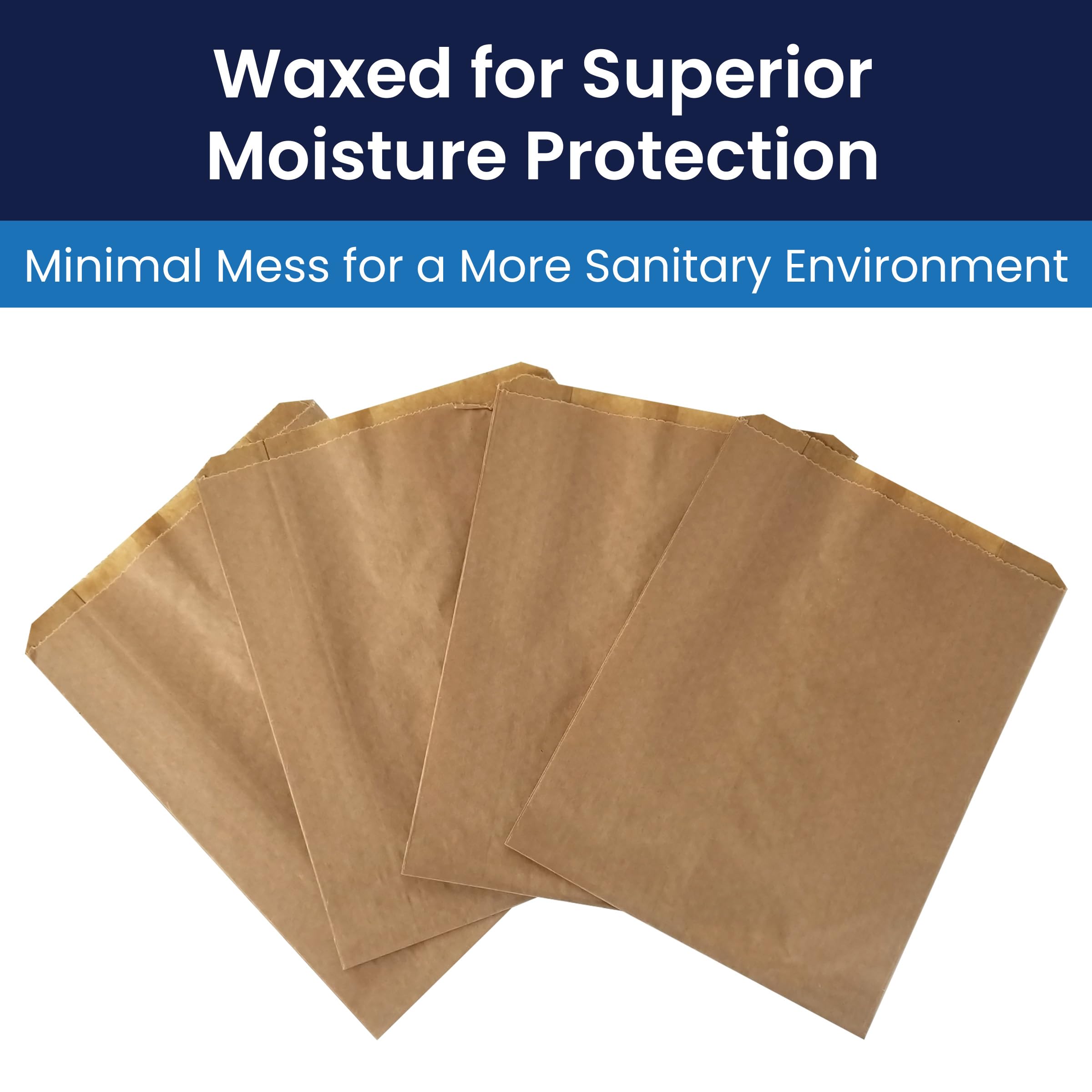 Hospeco KL Waxed Kraft Receptacle Liner Bags, 500 Count - Moisture-Resistant Feminine Hygiene Waste Bags, Fits Sanitary Disposal Units, 7.5 x 10.5 x 3 in