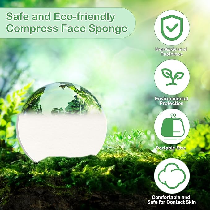 240+1 Pack White Compressed Facial Sponges, Luxiv Round Compress Face Cleaning Sponge for Estheticians Face Sponge Soft Compressed Makeup Sponges with Travel case (3.1", Count, 360)