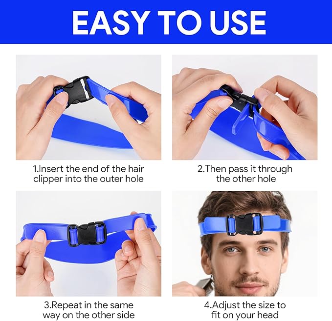 Qiuruoo Self Haircut Cape Kit for Men，Fade Guide for Men Haircut，Hair Cutting Kit Includes Hair Cutting Cape, Adjustable Hair Trimming Guide, Comb，for Adults and Kids, Salon and Home Use(Blue)