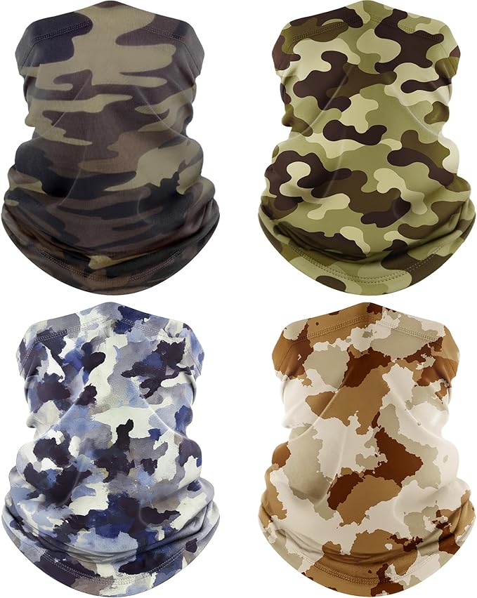 ROXUN Neck Gaiter, 4 Pack Summer Cooling Breathable Face Mask for Outdoors