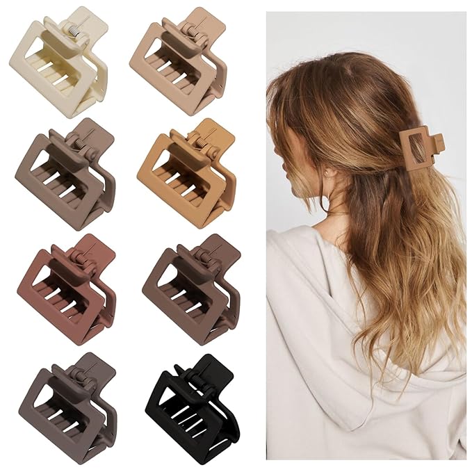 Medium Claw Hair Clips for Women Girls, 2" Matte Rectangle Small Claw Clips for Thin/Medium Thick Hair, Hair Jaw Clip Nonslip