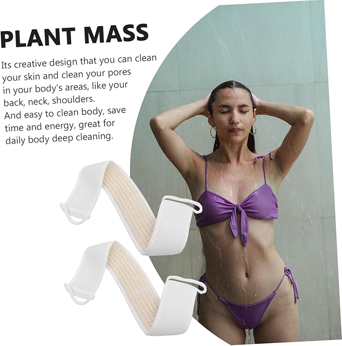 VALICLUD Exfoliating Back Scrubber Wash Strip 2pcs Set Double-Sided Body Scrub Bath Bands for Deep Cleansing and Skin Care