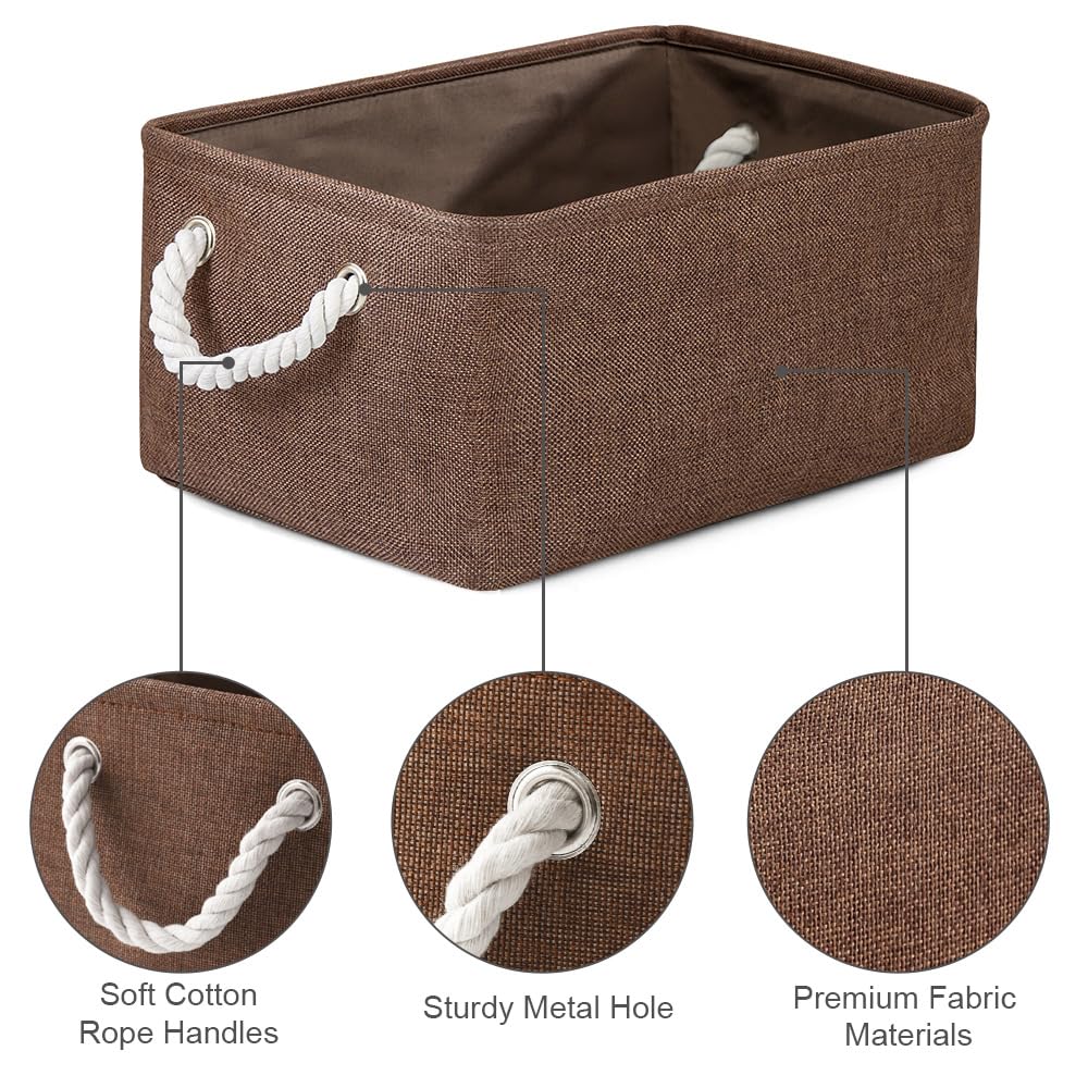 WarmHome Fabric Storage Bin Shelf Basket for Home, Closet(Brown-3 Pack, 13.8L9.8W6.7H)