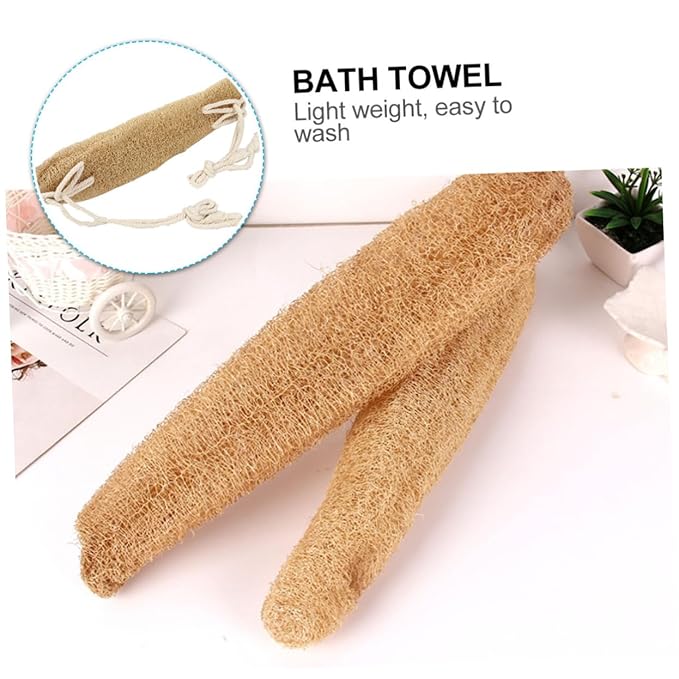 TOGEVAL Comfortable Double-Sided Exfoliating Bath Bands Loofah Back Brush Bath Body Strap Long Strap Body Cleaner
