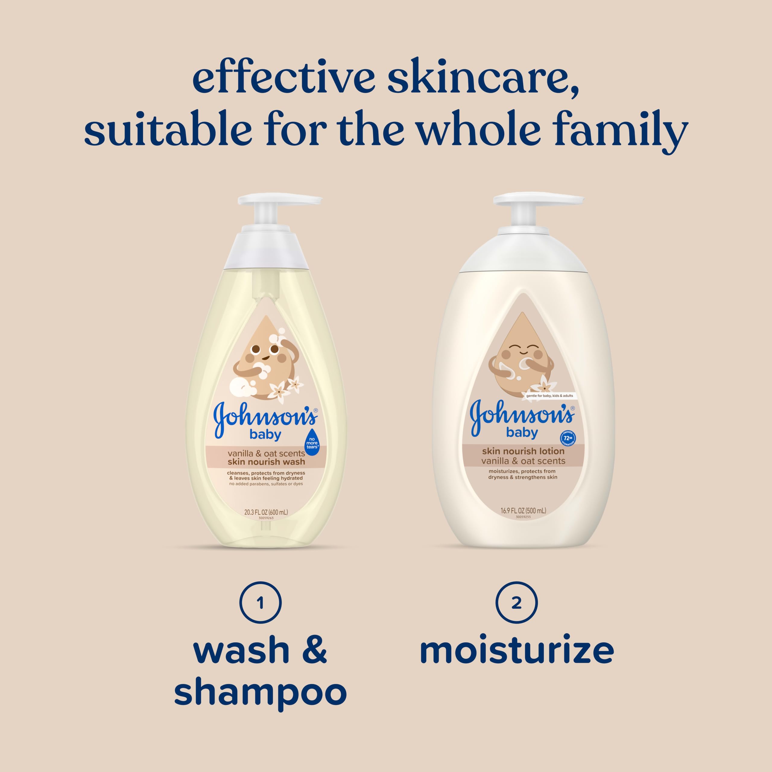 Johnson's Skin Nourishing Baby Wash, Vanilla & Oat, 20.3 fl. oz