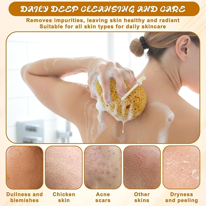 2 Pcs Bath Sponges for Shower, Body Scrubber Sponges