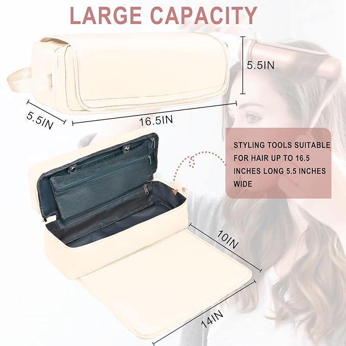 FAMOPLAY Hair Tools Travel Bag with Heat Resistant Mat Hair Styling Accessories Storage Case for Hair Dryer Flat Iron Straightener Curling Iron Haircare Accessories Travel Essentials for Women