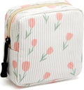 ZOEMTIU Small Makeup Bag for Purse,Mini Cosmetics Bag cute Zipper corduroy Cosmetic Pouch Storage Pouch Travel Toiletry Organizer for Women Girls(Tulip White)