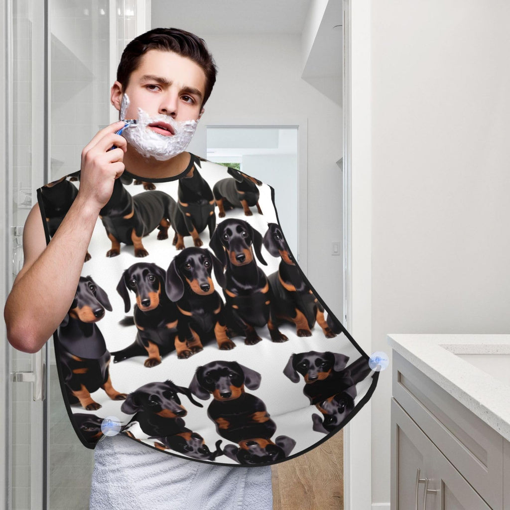 YQxwJL Dachshund Weiner Pet Dog Print Beard Bib Shaving Apron, Beard Hair Trimming Cape Gift For Dad