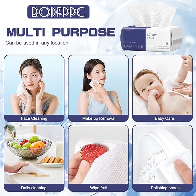 Disposable Face Towel, 400 Count Face Towels, for Washing Soft Cotton Dry Wipes Facial Cloths Towelettes for Washing and Drying, Facial Tissue for Cleansing, Skincare and Makeup Remover