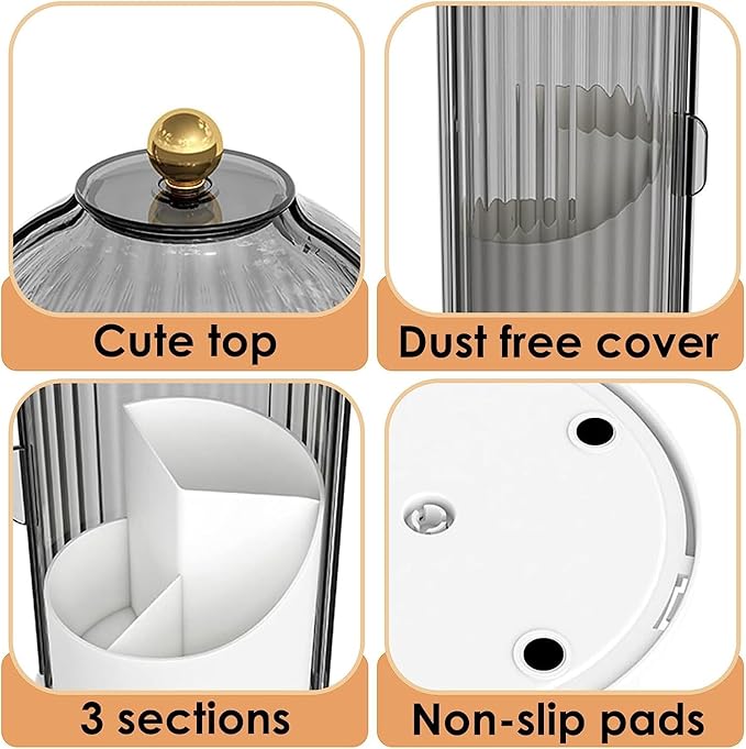 Zufudo Toothbrush and Toothpaste Holders with Cover, Grey White