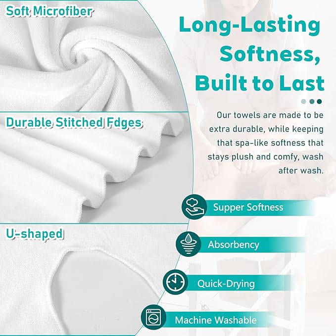 6 Pcs Microfiber Facial Towels for Estheticians, Extra Soft Spa Towels for Facial U-Shaped Extra Thick Massage Face Towel Professional Face Cloth with Split Design for Spa Massage Skin Care