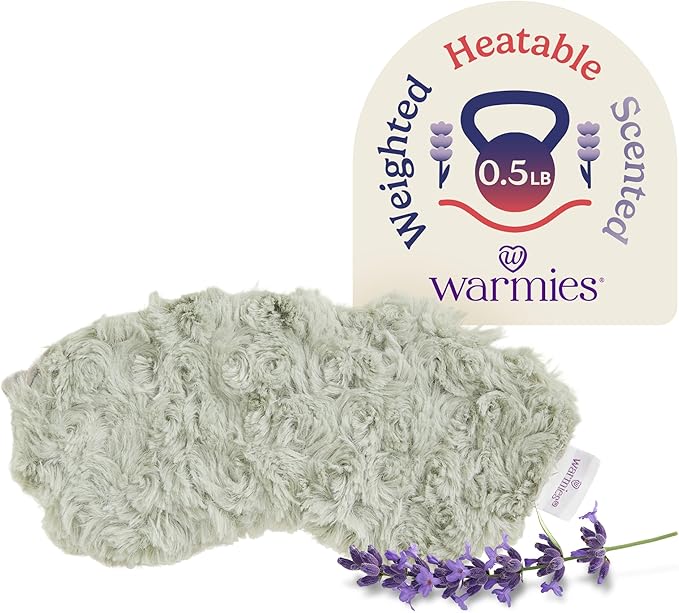 warmies Microwavable Eye Mask for Warmth & Comfort - Heat & Cooling Eye Compress for Dryness Relief - Weighted & Heated Lavender Sleep Mask for Calming Relaxation - Curly Sage