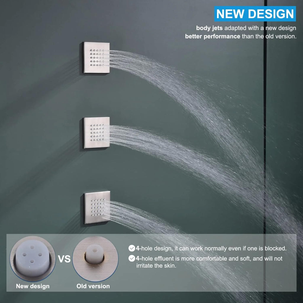 KATAIS Brushed Nickel Shower Jet 4 inch Wall Mount Body Massage Body Jet, 1 PCS