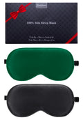 BeeVines 100% Real Mulberry Silk 2 Pack Sleep Mask, Pure Silk Eye Masks with Adjustable Strap for Sleeping, Block Light Eye Shade Cover, Reduces Puffy Eyes Traveling Gifts(Black & Green)